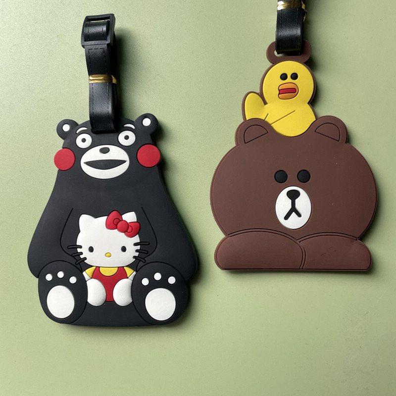 การ์ตูนน่ารักหมี Boarding Pass Creative ซิลิโคนแท็กกระเป๋าเดินทางแท็ก Travel Boarding Pass Integrate