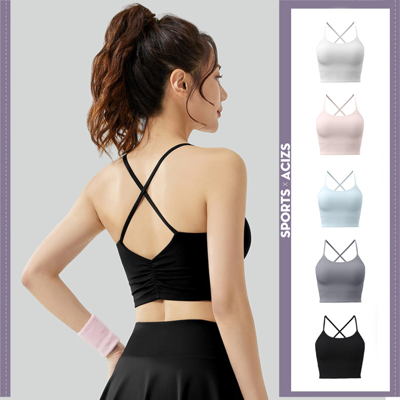 mvp sport เสื้อกล้ามโยคะแบบผูกคอ เสื้อชั้นในกีฬาสำหรับโยคะ เสื้อชั้นในกีฬาสำหรับโยคะที่มีฟองน้ำเสริม