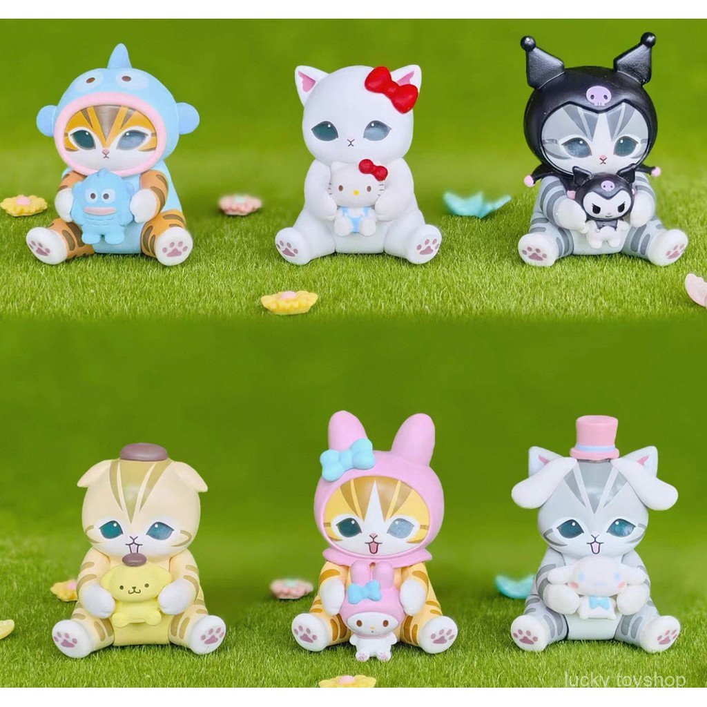 6pcs Mofusand Sanrio Cat Fushandi Cat Cosplay Kuromi My Melody Blind Box Dolls EZSQ