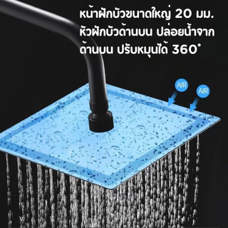 GLOPEARL ฝักบัวอาบน้ำแบบเรนชาวเวอร์ หัวหมุน 360 องศา ติดตั้งง่าย ใช้กับเครื่องทำน้ำอุ่นได้