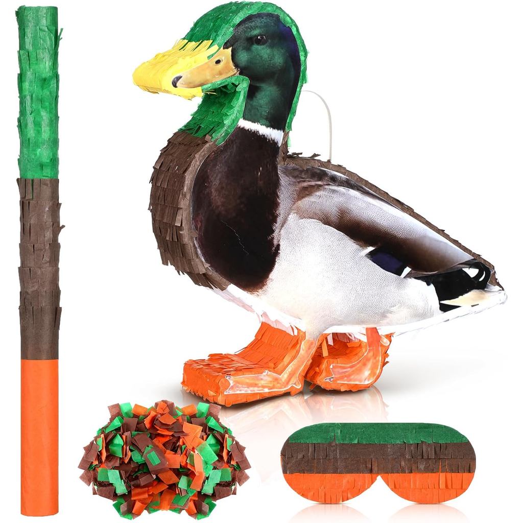 Leyndo Mallard Ducks Piñata ชุดสําหรับวันเกิดเป็ด Mallard Piñata พร้อม Stick Blindfold Confetti สําห