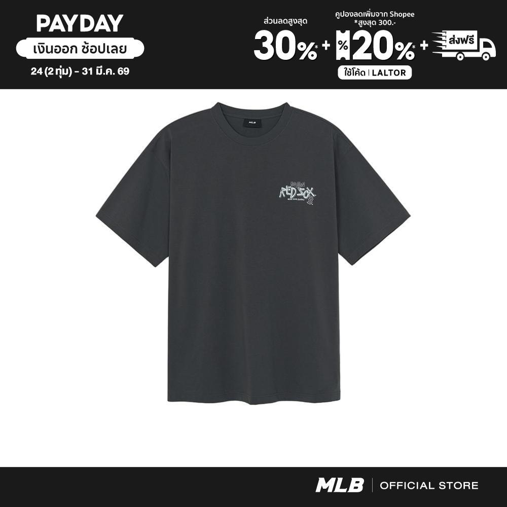 MLB เสื้อยืด ยูนิเซ็กส์ Basic Street Logo Mega Over Fit T-Shirts รุ่น 3ATSB1154 43CGS สีเทาชาร์โคล