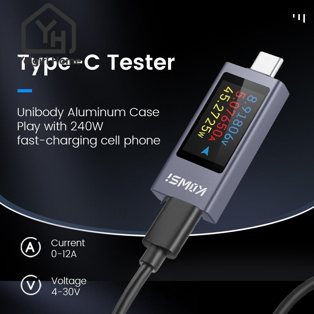 YELGIRLB Power Meter Tester, PD KWS-2303C Current และแรงดันไฟฟ้า, DC 4-30V 0-12A Type-C จอแสดงผล LCD