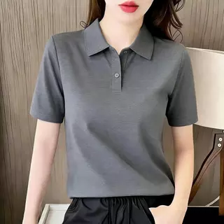 【จัดส่งจากกรุงเทพฯภายใน 24 ชั่วโมง】เสื้อโปโลสีดำสำหรับผู้หญิงสไตล์ออฟฟิศ | สภาพเรียบง่ายไม่ยุ่งยาก + ลาย“Hi there”ชิค เห