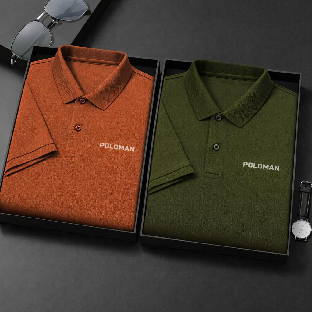 PLM PLOMAN เสื้อยืดคอปกเปิดคุณภาพสูงลายนูน BASIC ICY หนังจระเข้หรูหรา GMV หรูหราและเย็น Menswear Wit