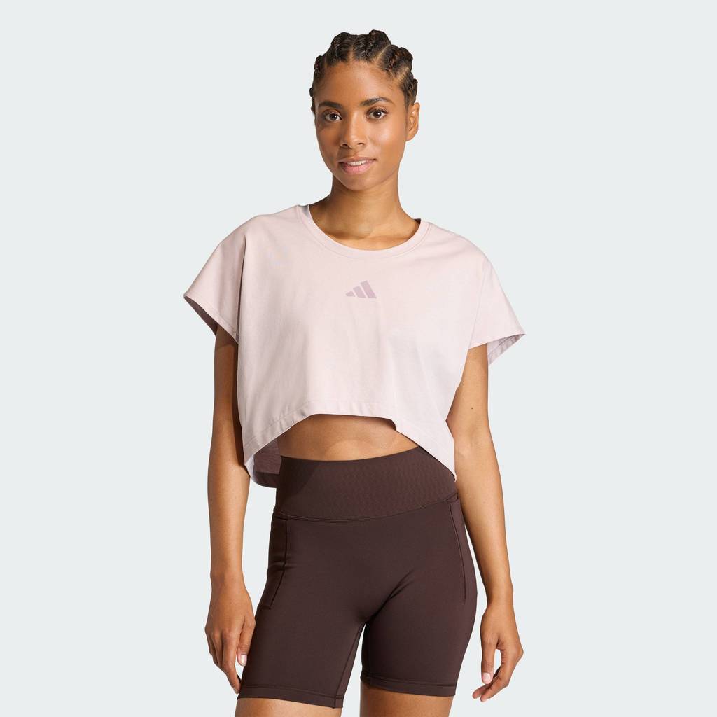 adidas Gym & Training เสื้อกล้าม PrimeLift Workout Cropped Boxy 3-Stripes ผู้หญิง สีม่วง KE8052