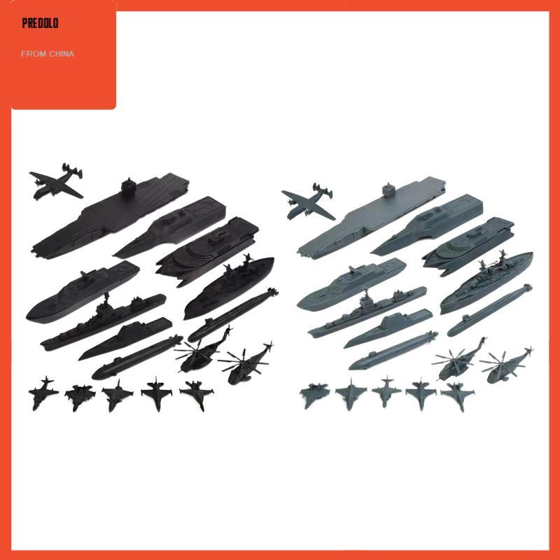 [Predolo] 17 ชิ้น Naval Ship Building Blocks Ship Model with Small Scale Model Planes for