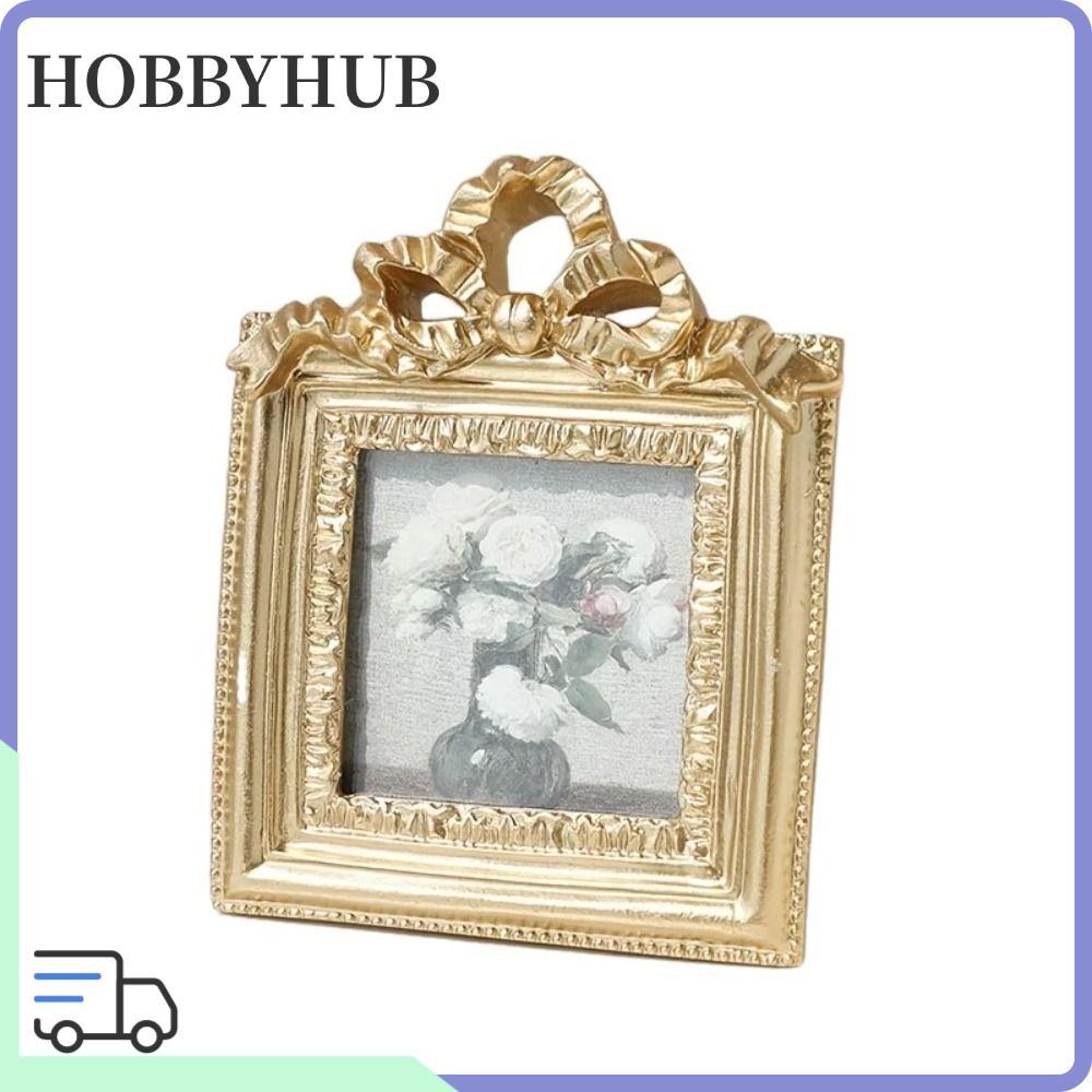 HOBBYHUB งานอดิเรก กรอบรูป,โบว์ออกแบบเรซิ่นผู้ถือภาพ,สก์ท็อปสร้างสรรค์เครื่องประดับทองภาพยืนแสดงตกแต่งบ้าน