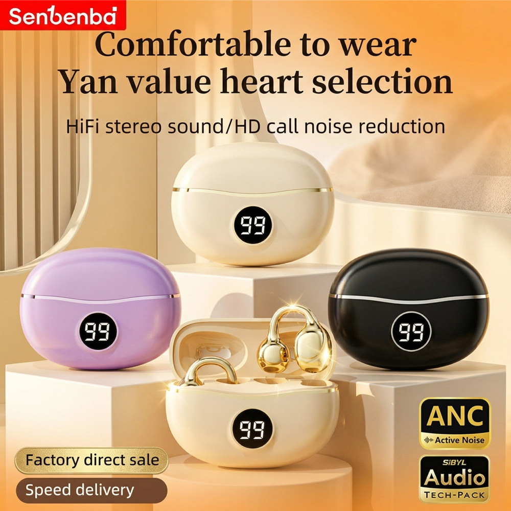 SenBenBao D151 หูฟังไร้สายกีฬาบลูทูธ 5.3 Earclip Bone Conduction IPX7 กันน้ําพร้อมไมโครโฟนสําหรับโทรศัพท์ IOS Android