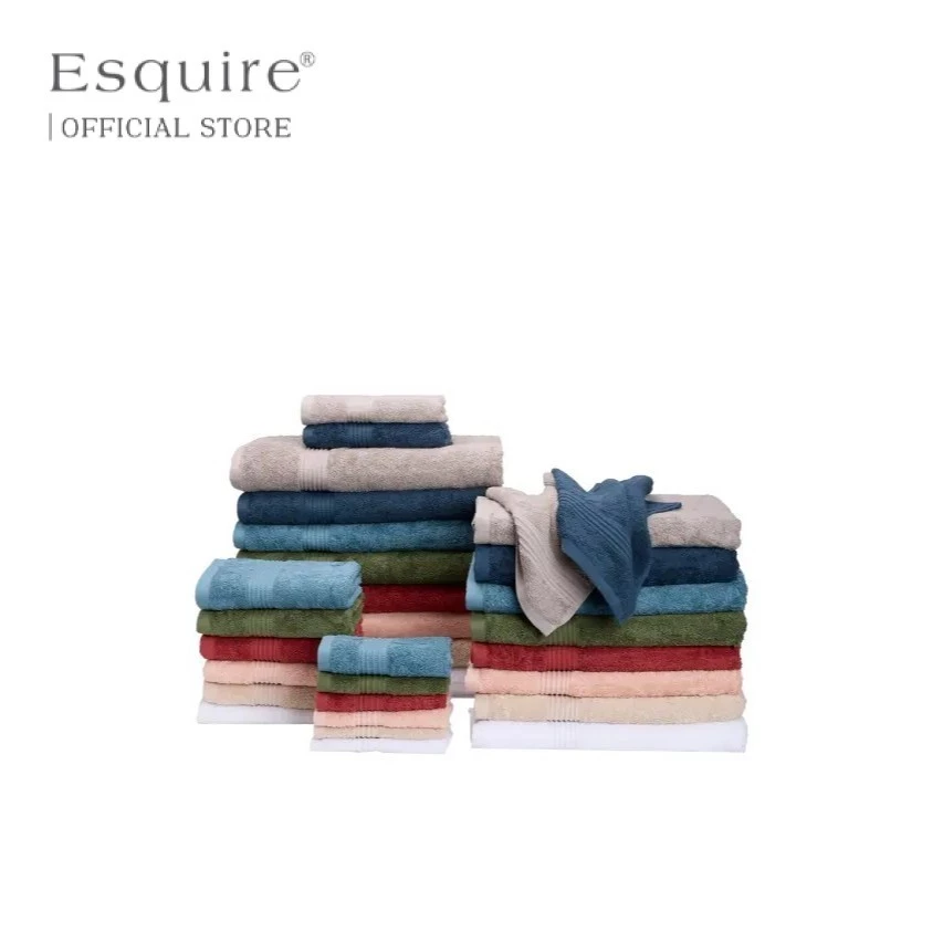 Esquire ผ้าเช็ดหน้าและหัว รุ่น Avenue25 Cotton 100% เกรด premium นุ่มสบาย แห้งเร็ว ลดการเกาะของเชื้อโรค