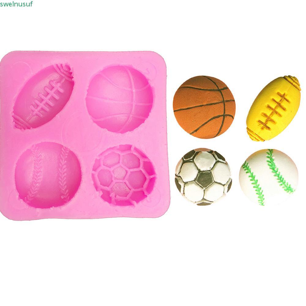SAUTE Fondant แม่พิมพ์ Handmade DIY เบสบอลบาสเกตบอลรักบี้ Bakeware Fondant ช็อกโกแลตทํา