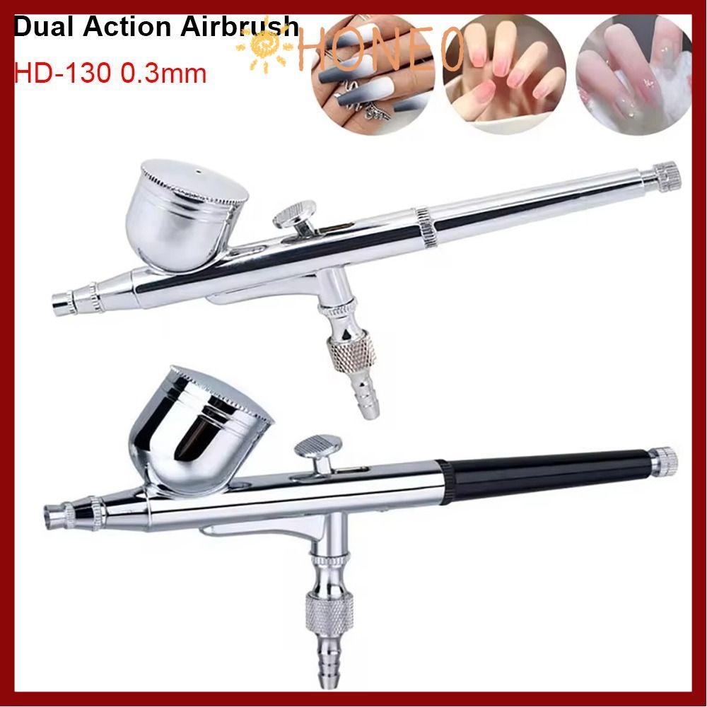 HONE ไฟฉายพ่น, HD-130 Dual Action Mini Airbrush, ทนทาน 0.3 มม.2 จังหวะ Airless Gravity รุ่น Feed สเป