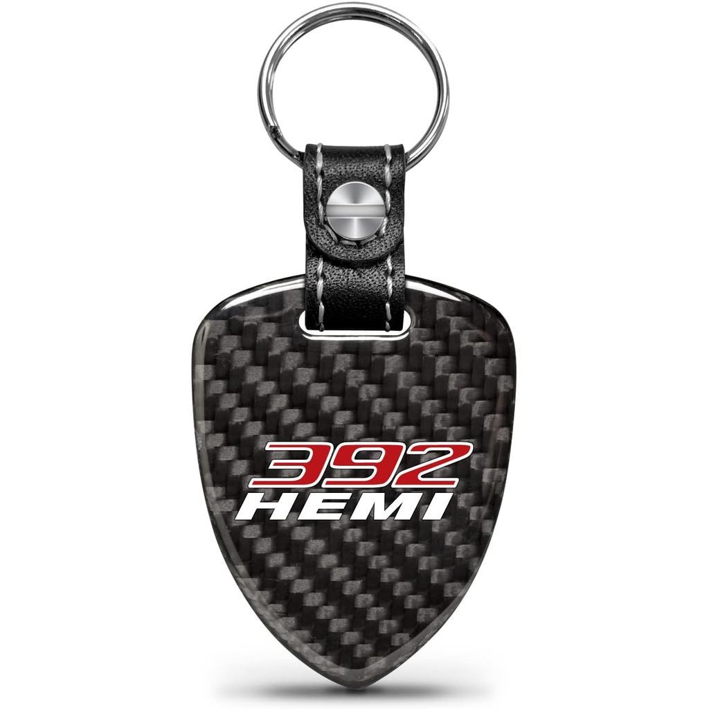 Made สําหรับ HEMI 392 โลโก้จริงสีดําคาร์บอนไฟเบอร์ขนาดใหญ่ Shield-Style Key Chain