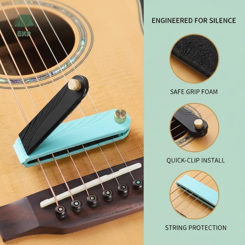 [EKP] ปฏิบัติกีตาร์ Silencer Mute Pad String Guard Non-disturbing กีตาร์แบบพกพา String Protector สํา