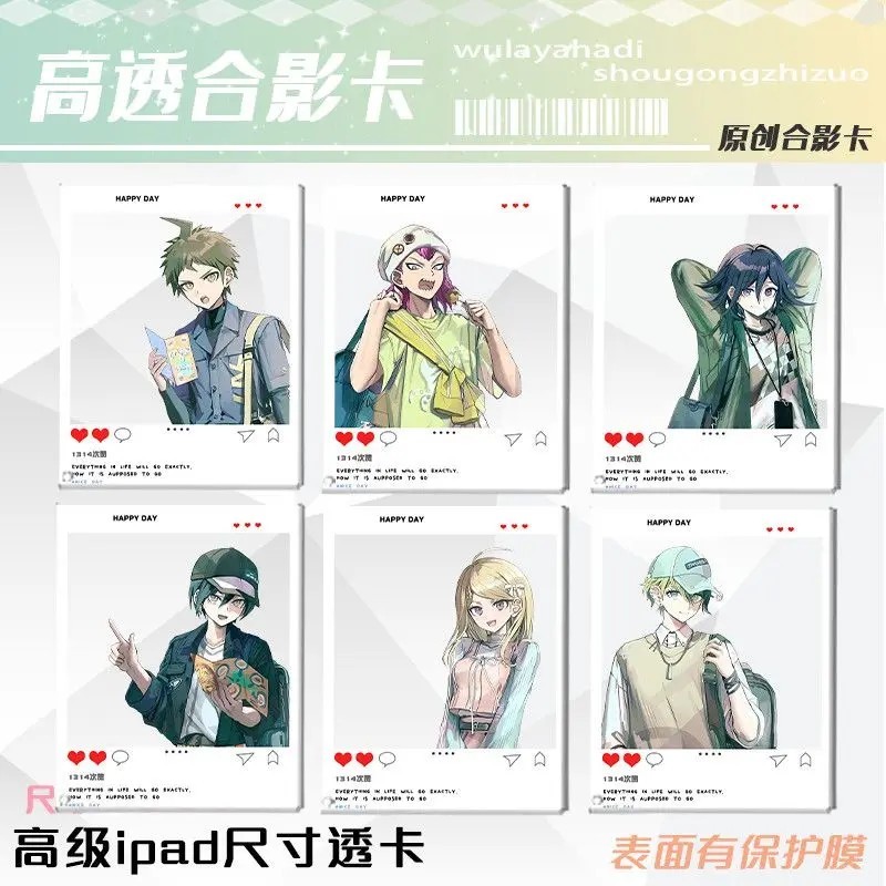 Danganronpa พวงกุญแจการ์ดโปร่งใสตัวอักษรอะคริลิค Nagito Komaeda Kokichi Oma Hajime Hinata Shuichi Sa
