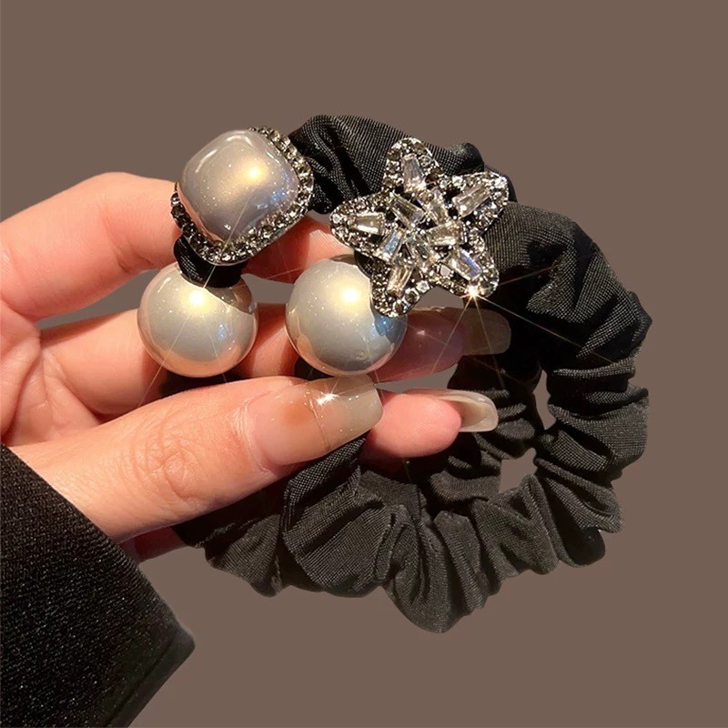 Water Diamond Hair Band Pearl Hair Tie High-Elasticity Rubber Band Hair Band อุปกรณ์เสริมหัวใหม่