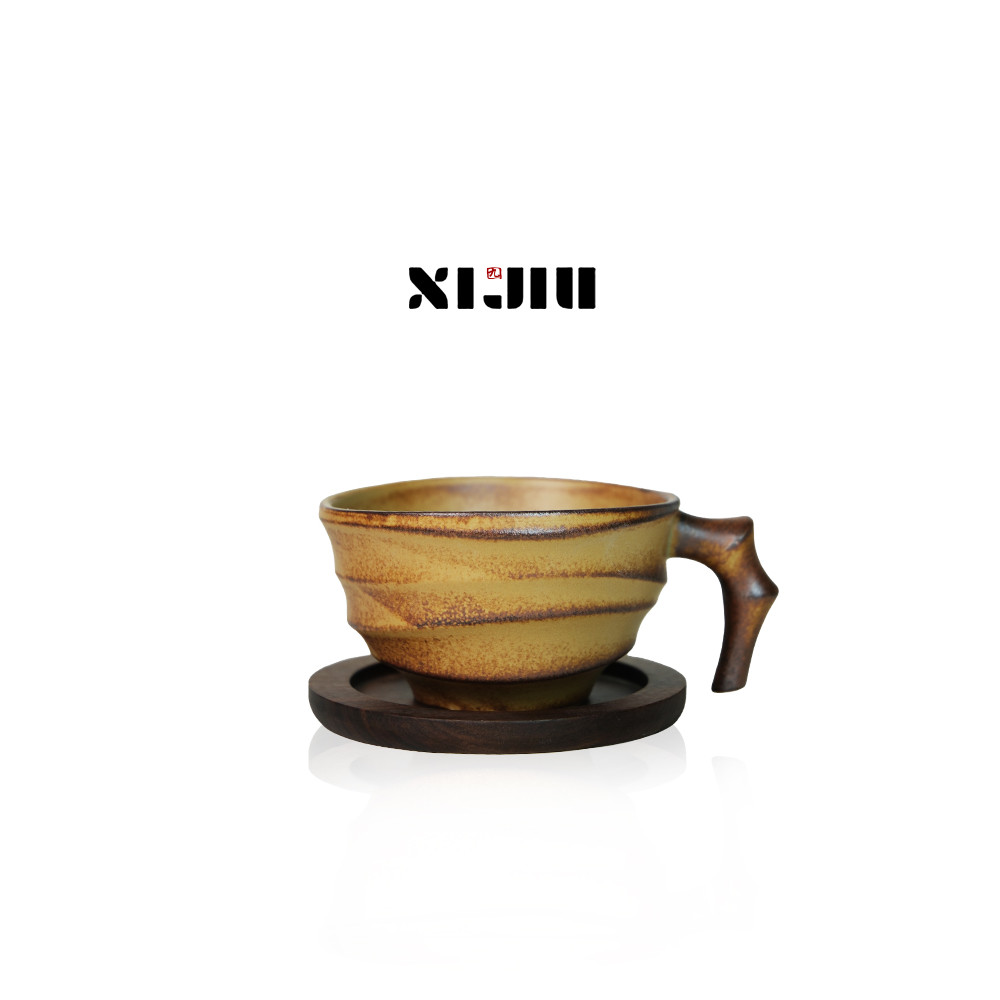 XIJIU · "Mujian Qingyun, Muzhu Latte" ถ้วยกาแฟ Retro Walnut Designer กล่องของขวัญ