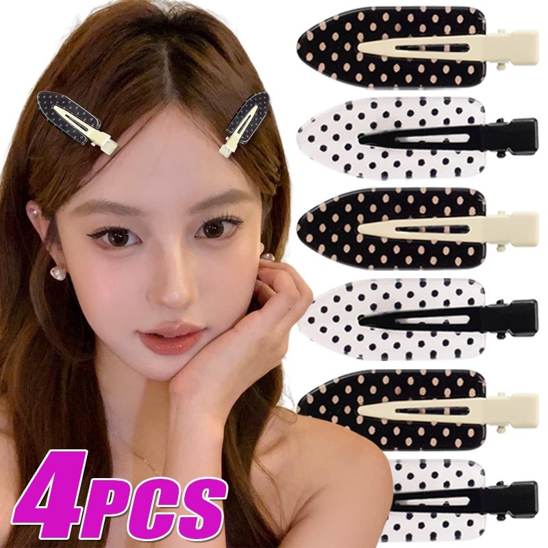 กิ๊บติดผมแบบวินเทจสีขาวดำ-polka dot-สำหรับผู้หญิงและเด็กผู้หญิง Y2K