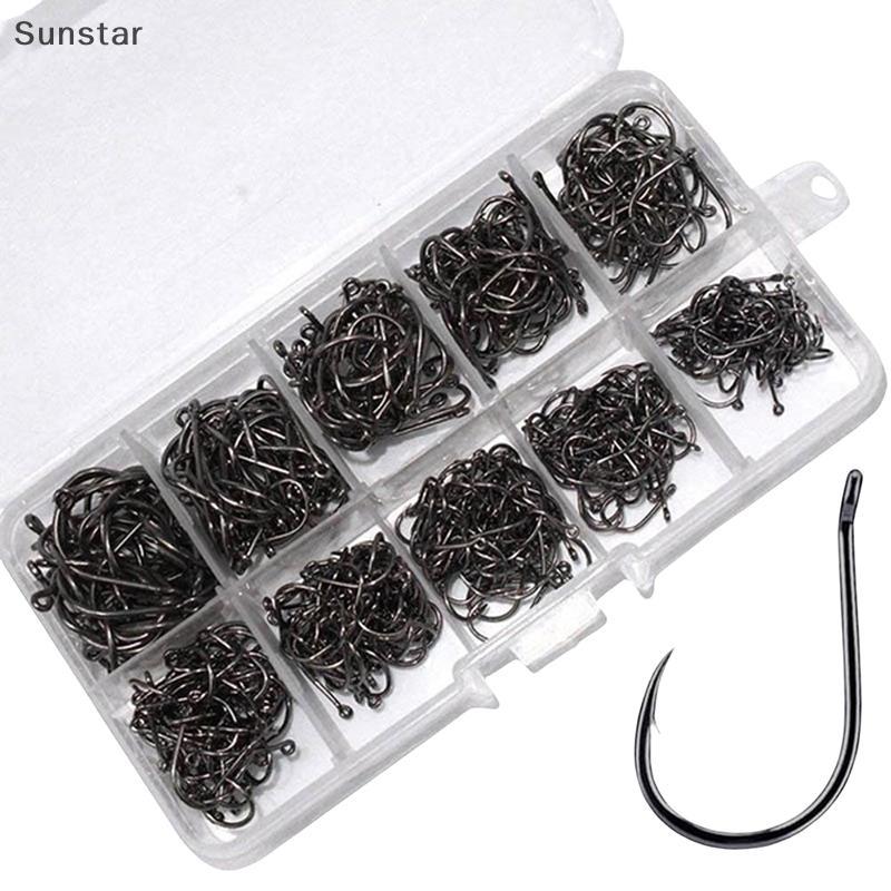 Sunstar 100-500PCS ตะขอตกปลาชุดเหล็กคาร์บอนสูง Sharp Barbed Fishhook Rock อุปกรณ์ตกปลาเกียร์อุปกรณ์เสริม