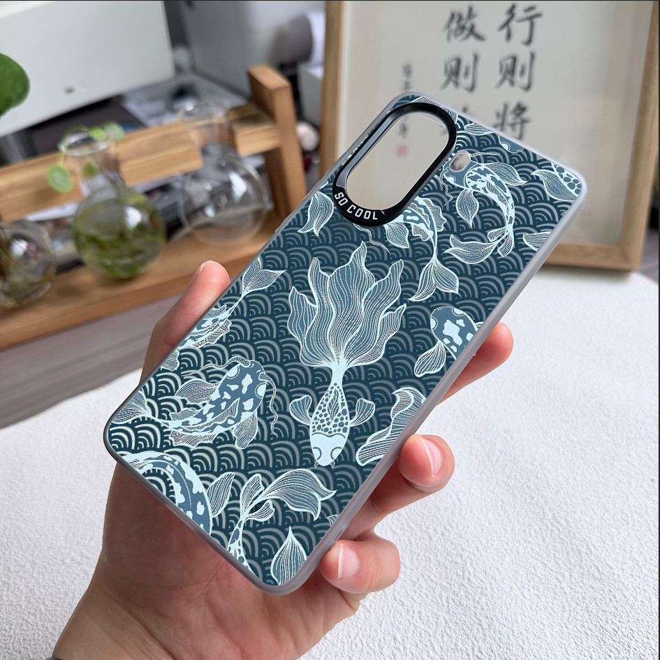 สําหรับ POCO X7 X6 X5 F8 Ultra F8 Pro F7 F6 Pro F5 Ukiyo-e Koi ปลา Micro Matte Hard เคสโทรศัพท์กันกร