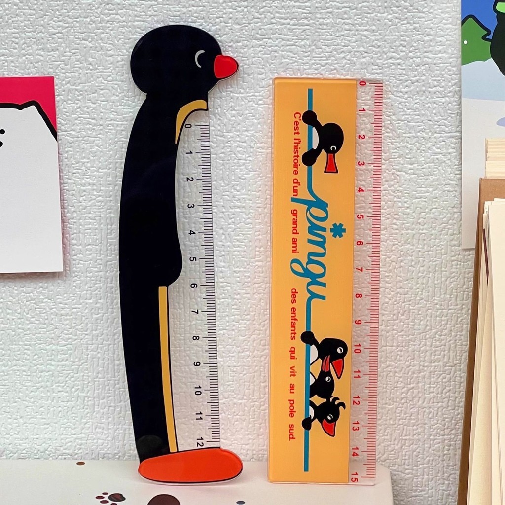 {สองแพ็ค} pingu Penguin Merchanical Ruler Stationery High-value Creative Cute Student Ruler