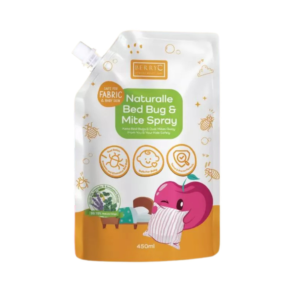 BERRYC NATURALLE BED BUG & MITE SPRAY REFILL POUCH 450ML