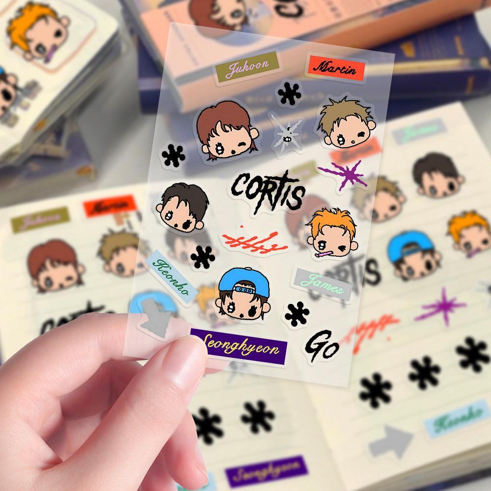 Spot Ready Stockscortis Transfer Stickers] Kpop เกาหลีความบันเทิง Boys Group การ์ตูนบทคัดย่อมือวาด M