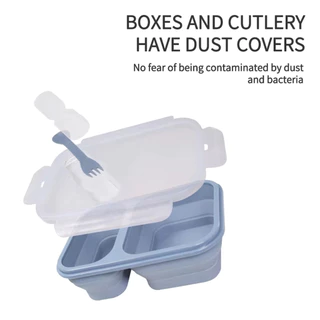 【SayTH✨1-3 วัน】กล่องข้าวซิลิโคน แบบพับได้ และ 2 ช่อง พร้อมช้อน กล่องข้าวพกพา lunch box