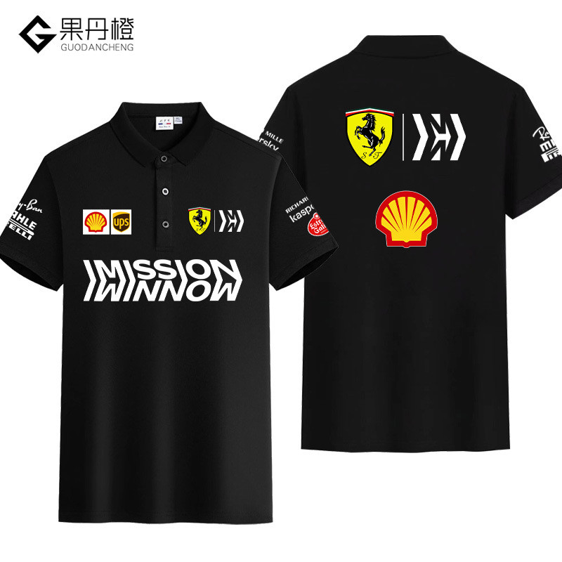 Ferrari Team Uniform F1 Formula Racing Suit Polo Shirt Car 4s Shop Custom Work Uniform Men's Short-s
