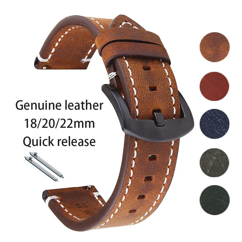 Retro สายนาฬิกาหนังแท้สําหรับ Rolex นาฬิกาผู้ชายผู้หญิงสายรัดข้อมือสําหรับ Seiko Smartwatches 18/20/
