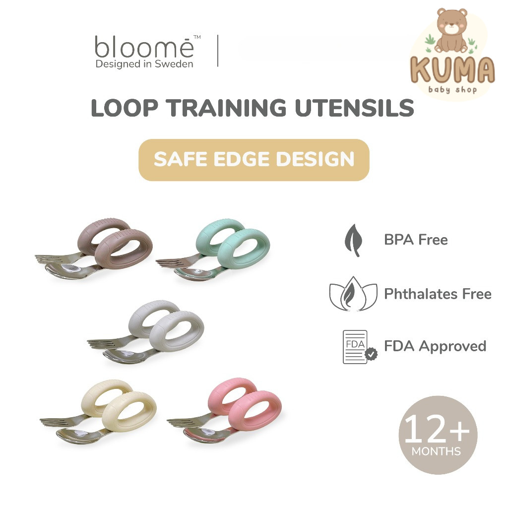 BLOOME – Loop Training Us - Stage 2 ชุดช้อนส้อม 2 ชิ้นสําหรับ Baby Free Case | Blw Baby Spoon and Fo