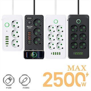 COD Power Strip Socket Elektrik 2500W - Charger USB + Type-C 4 USB + 1 Type-C + 3 Colokan, Kabel 2M Original dengan Pengisian Nirkabel