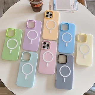 🔥Well🔥ฟรอสต์แมทท์ 2-in-1 สีแคนดี้ เข้ากันได้สำหรับ เคสไอโฟน11 เคส iphone 17 16 Pro Max XR 12 13 14 15 สีชมพูสวยงาม#082