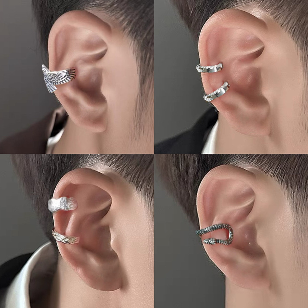 No Pierced Mens Ear Bone Clip Retro Fashion Puffian Handsome Niche Hip Hop Street Style