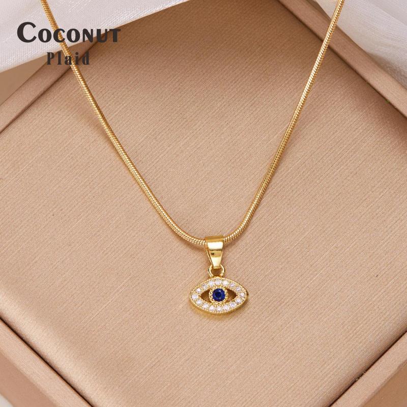 2026【CPD】จี้ตาเพชรทั้งตัว ดีไซน์ใหม่ตาปีศาจ สไตล์ยุโรปและอเมริกา สร้อยคอเหล็กไททาเนียม สร้อยข้อมือดึ