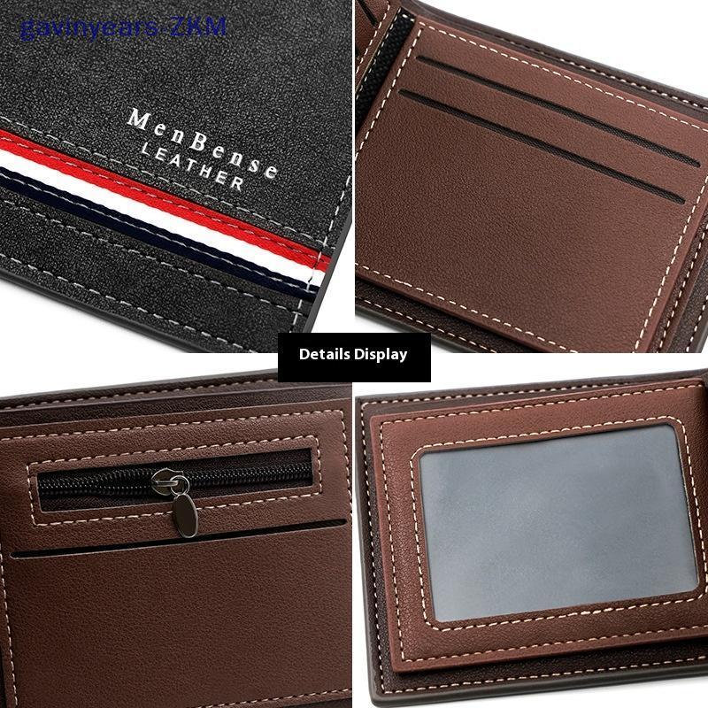 [gavinyears] Short Men Wallets Zipper Coin Pocket Slim Card Holders Male Purses High Quality Leather Mens Wallet Money Clip [TH] - รูปที่ 4