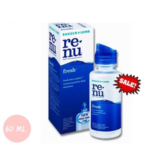 Renu ขวดเล็ก 60 ml. น้ำยาล้างแช่คอนแทคเลนส์ exp.2026/08-11