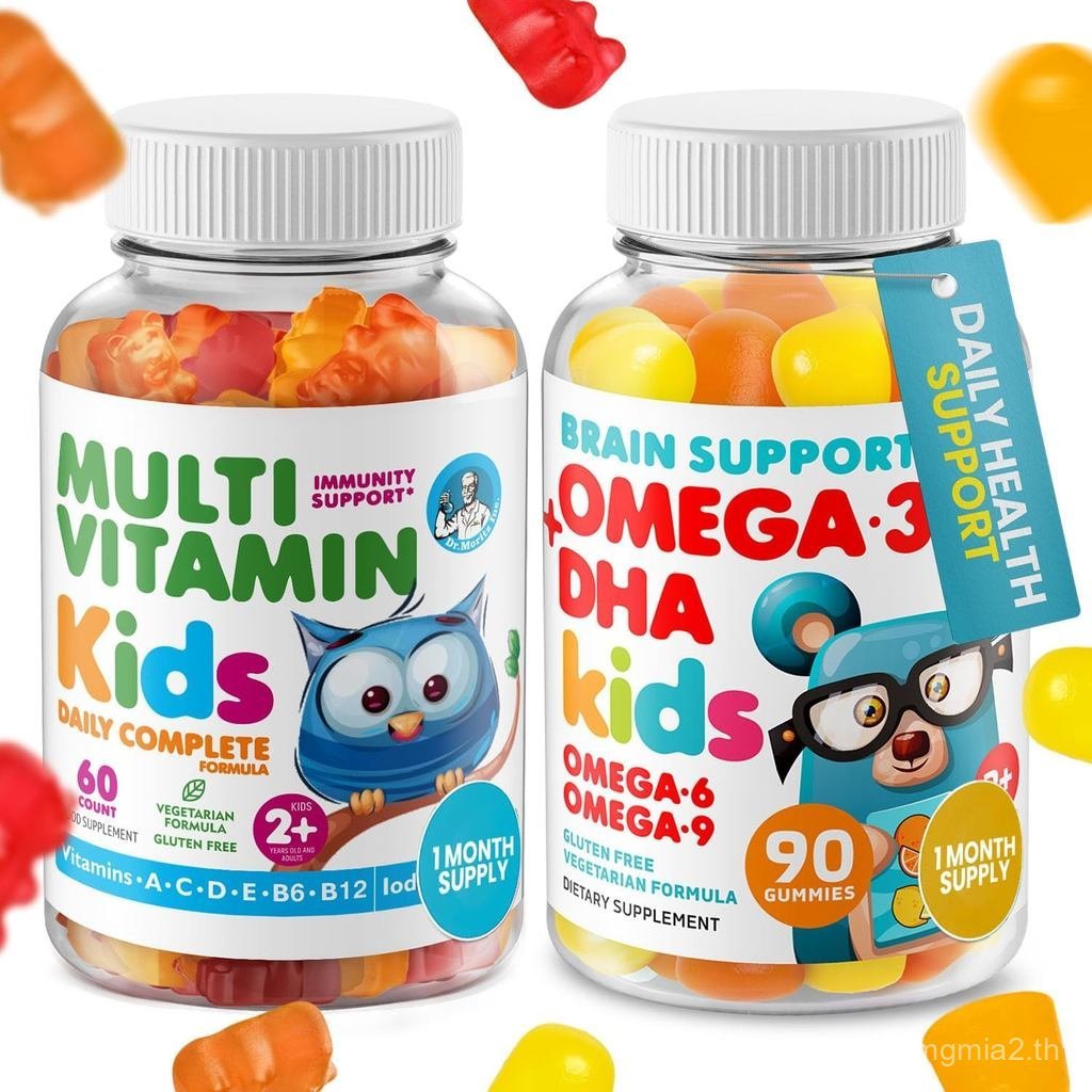 DR. MORITZ Omega 3 Gummies (90 Count) and Kids Multivitamin Gummies Bundle (60 Count) - for Daily He