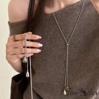 COD-🎀﻿ สร้อยรูปหยดน้ําประดับพู่ เชือกดึง การออกแบบ เทรนด์แฟช…