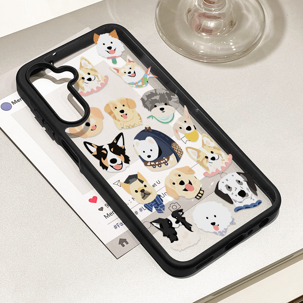 ลูกสุนัขการ์ตูน เคส For Samsung A57 A07 A17 A06 A16 A05 A36 A54 A55 A15 A56 A35 A34 A25 S26 S24อะคริลิกฝ้า เคสโทรศัพท์