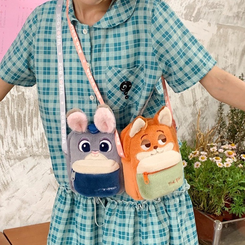สัตว์น่ารัก Judy Nick Plush Crossbody Bag Kawaii กระเป๋าใส่เหรียญกระเป๋าสะพาย Soft Plushies สําหรับแฟน ราคา ถูกที่สุด ดีลบีเคเค แกลเลอรีภาพที่ 7