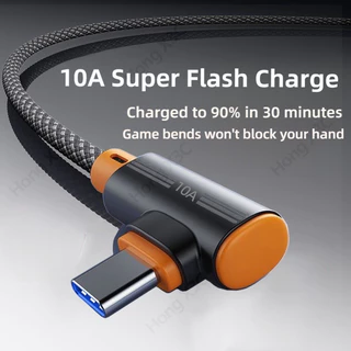 240W Ultra Fast สายชาร์จข้อศอก USB ถึง Type C ชาร์จโทรศัพท์สายเคเบิลข้อมูล 10A Super Quick Charge สายไฟ 0.25M 1M 1.5M 2M 3M ความเร็วสูง Transfer Data Line สําหรับ Android