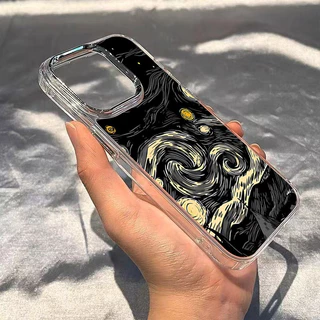 แฟชั่นMoonเคสโทรศัพท์สําหรับiPhone 17 16 14 15 13 12 11 Pro Max Air X XR XS 7 8 15 16 Plus 16E SE2 กันกระแทกปกอ่อนFunda