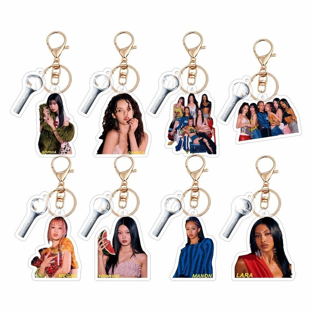 Hot Girls พวงกุญแจอะคริลิค KATSEYE Lightstick พวงกุญแจจี้ MEGAN DANIELA SOPHIA YOONCHAE LARA MANON