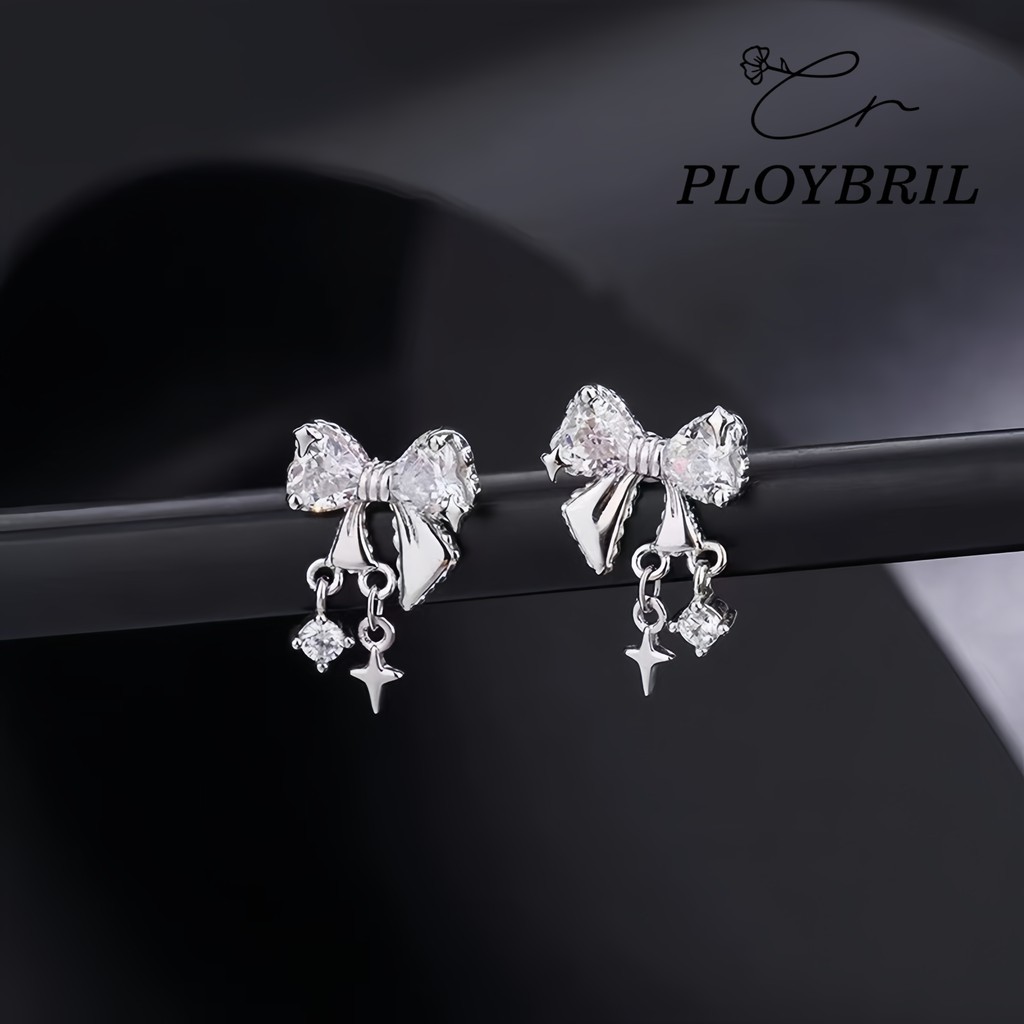 ต่างหูสตั๊ดประดับโบว์ สไตล์เกาหลี สำหรับผู้หญิง E037 - รูปที่ 6