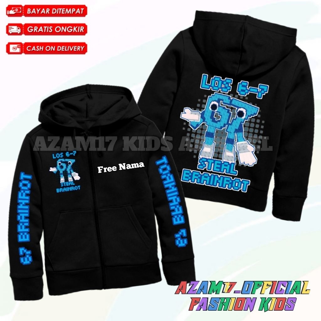 Roblox Steal Brainrot Six Seven Kids Hoodie Jacket ชื่อฟรี / Anomali Six Seven Stealth เสื้อแจ็คเก็ต