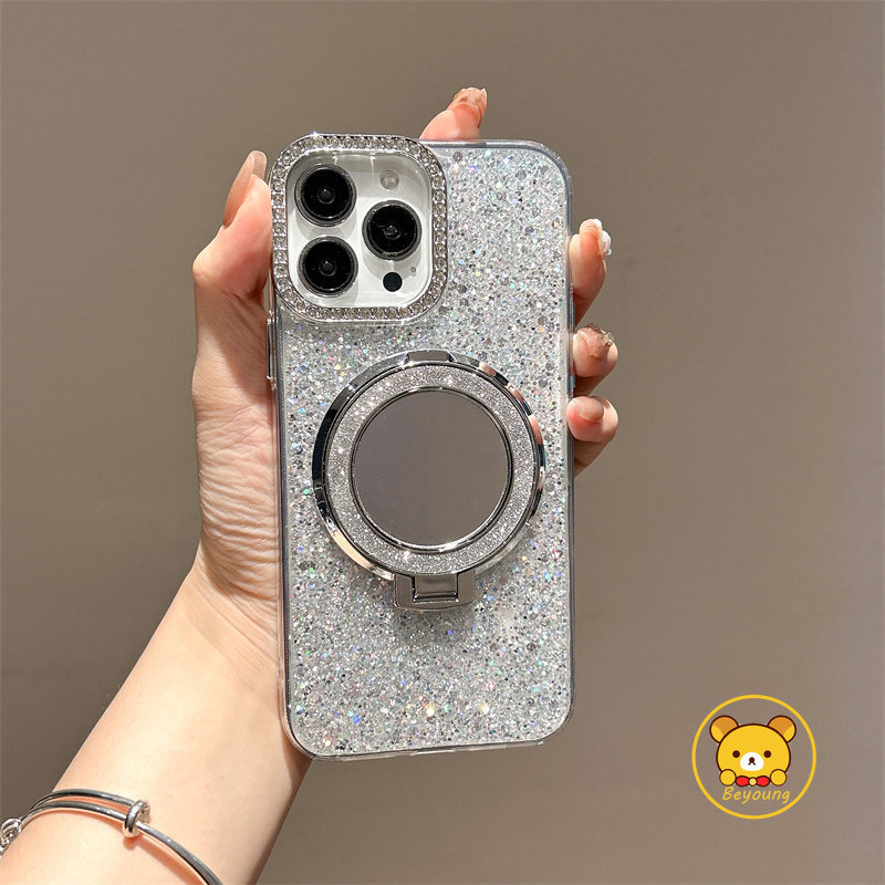 Glitter Mirror Holderเคสโทรศัพท์สําหรับVivo Y13 Y12 Y12A Y12S Y11 Y11S Y10 Y5S Y3 Y3S T4X T4 T3 Lite