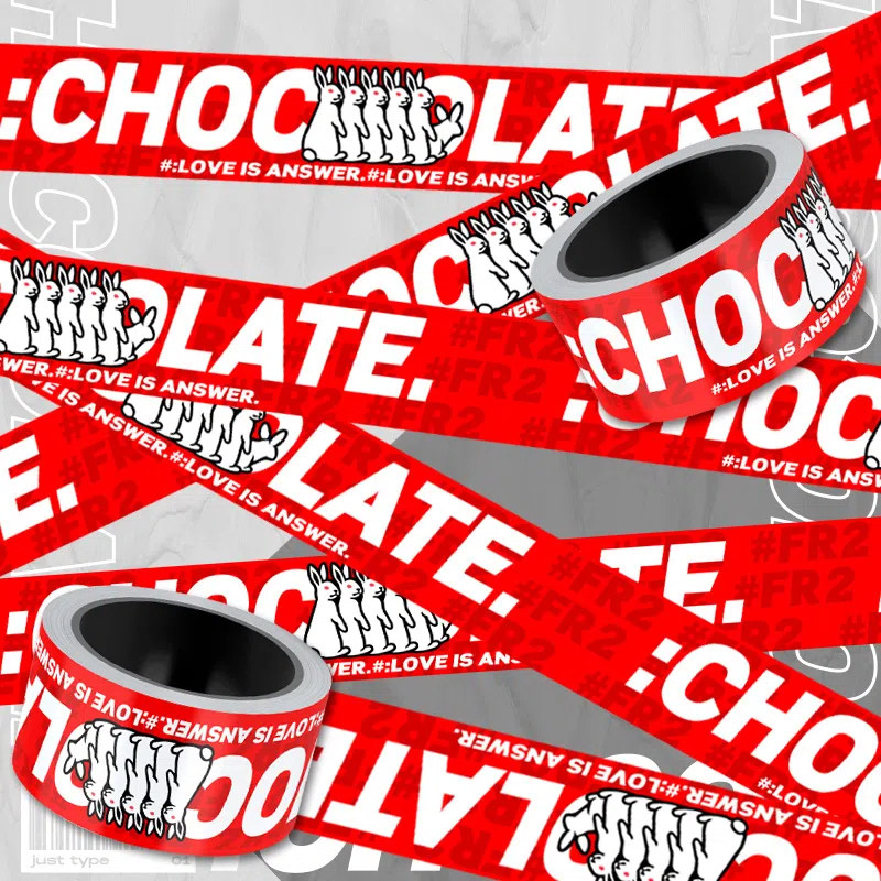 Long Street Wear Red Dirty Rabbit fr2 Tape Sticker: chocolate.Smooth Surface กระเป๋าเดินทางสเก็ตบอร์