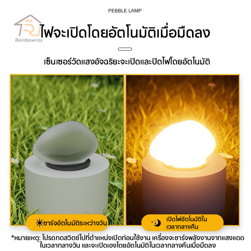 รุ่นใหม่2026  โคมไฟสนามโซล่าเซลล์ โคมไฟหินพลังงานแสงอาทิตย์ โคมไฟสนามหญ้า เปิด-ปิดอัตโนมัติ จัดสวนและทางเดิน ราคา ถูกที่สุด ดีลบีเคเค แกลเลอรีภาพที่ 6