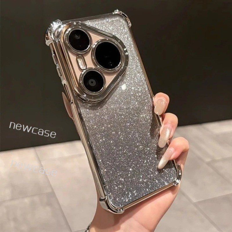 ปลอกสีไล่โทนสีสําหรับ Huawei Pura 80 70 Pro + Ultra Pura80 80Pro 80Ultra 80Pro + เคสโทรศัพท์ TPU Bling เคสน่ารักกันกระแทกป้องกันถุงลมนิรภัย Anti-fall Soft Clear ฝาหลัง